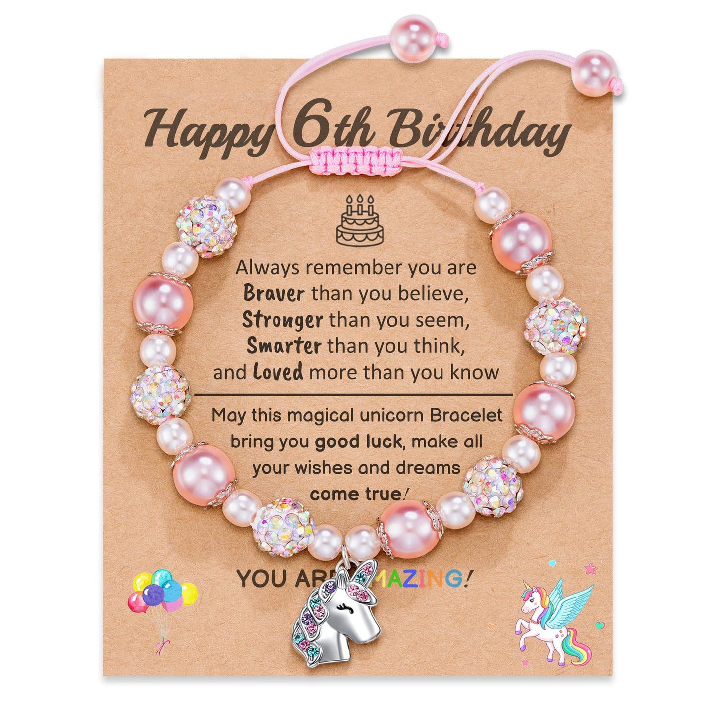 Hand-woven Unicorn Colorful Crystals Clay Rhinestone Ball Bracelet