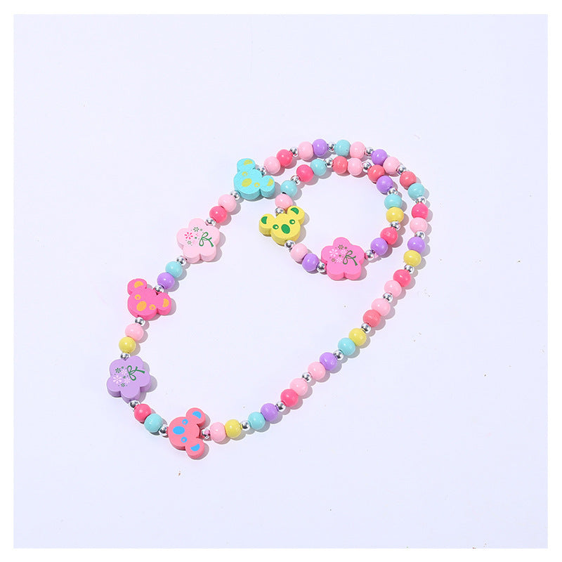 Children's Mixed Color Beaded Wooden Bead Handmade Bracelets