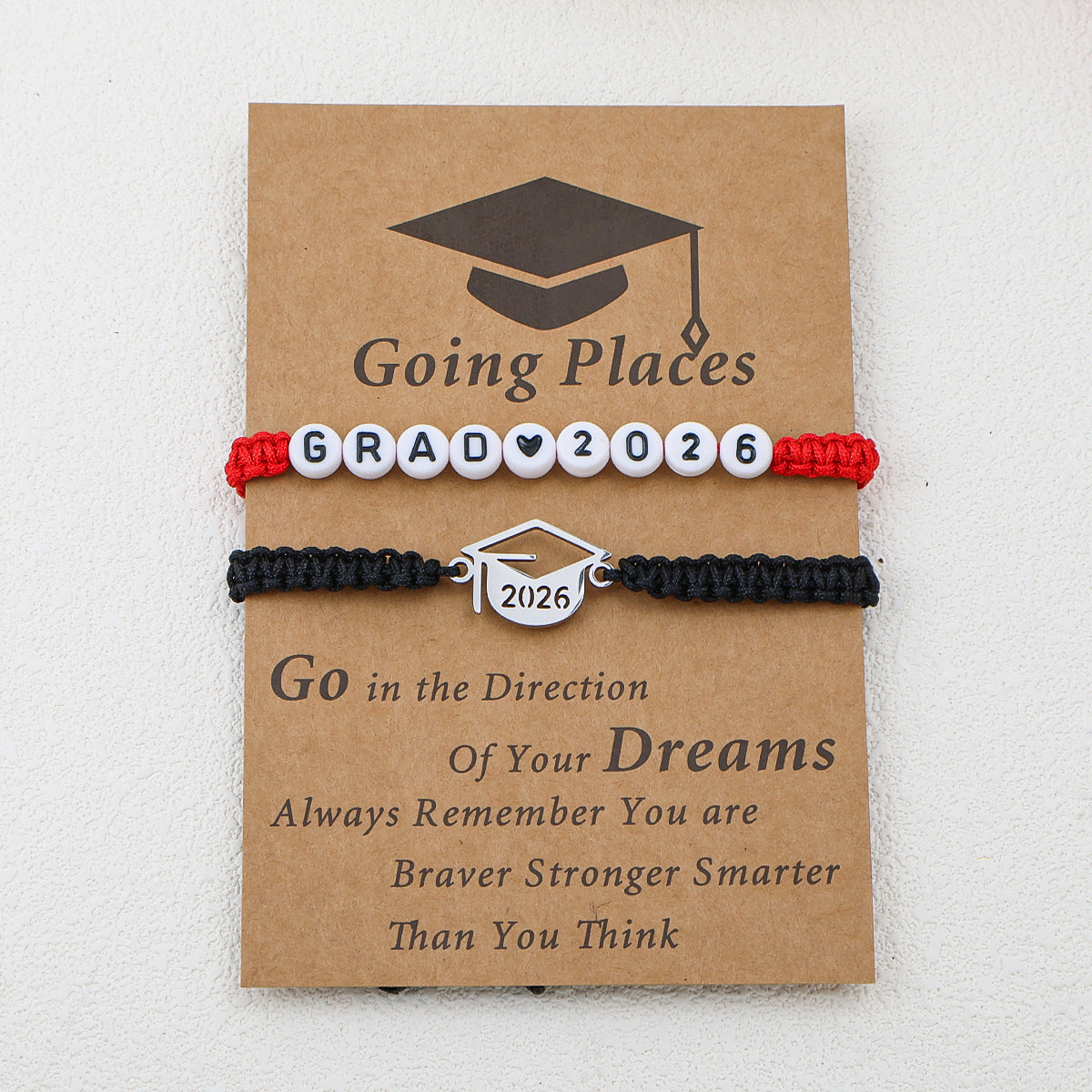 Graduation Trencher Stainless Steel Woven Adjustable Card Bracelets