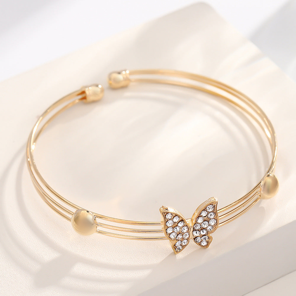 Comfortable Diamond Butterfly French Alloy Popular Rings