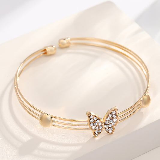 Comfortable Diamond Butterfly French Alloy Popular Rings
