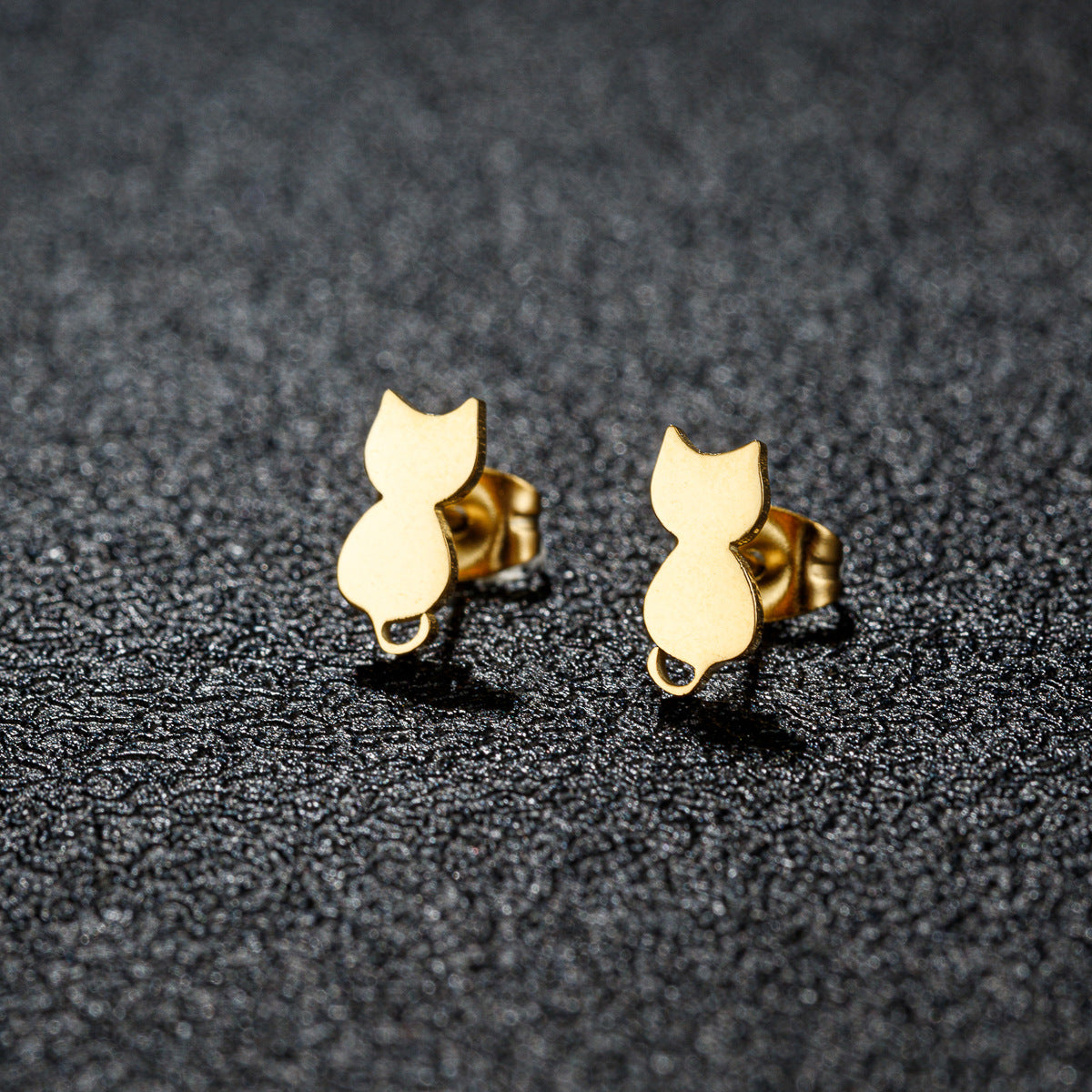 Stainless Steel Goldfish Bird Ear Design Ghost Skull Stud Earrings