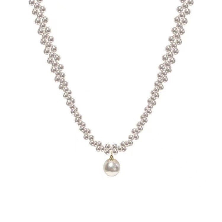 Women's Imitation Pearl Woven French Elegant Hepburn Style Clavicle Chain Simple Necklace