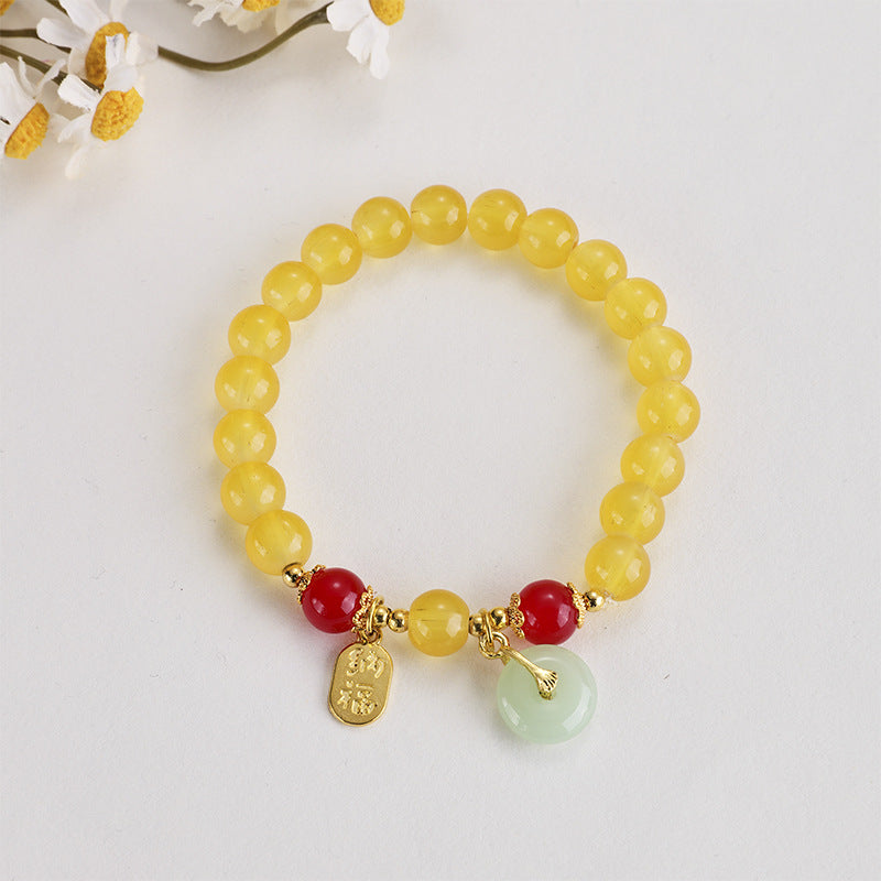 Peace Buckle Imitation Jade Lucky Fortune Bracelets