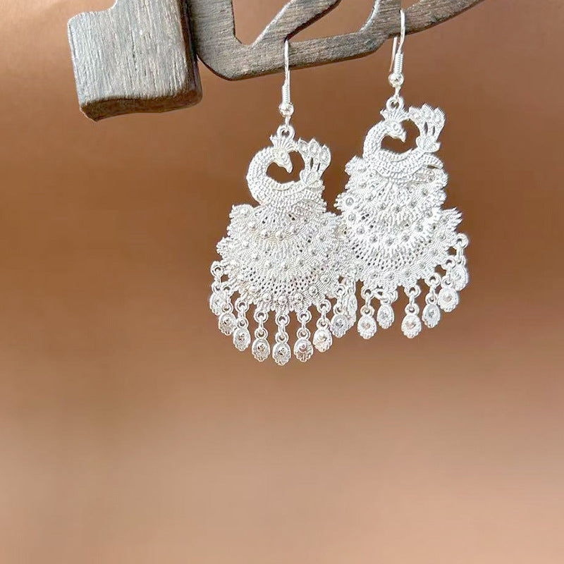 Ethnic Style Peacock Retro Ear Hook Earrings