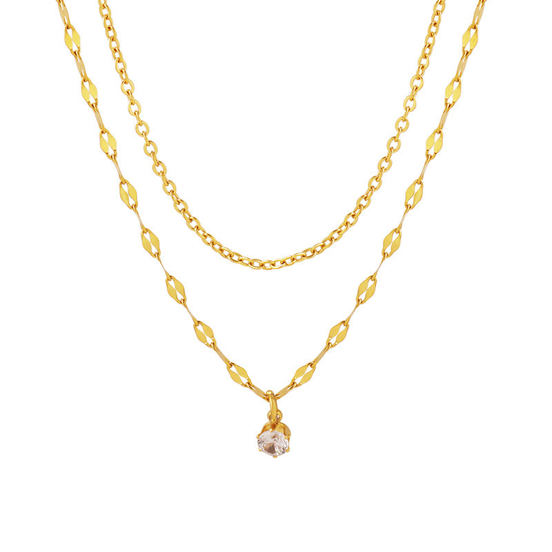 Style Simple Small Public Design Sense Double Layer Stacked Zircon Necklace