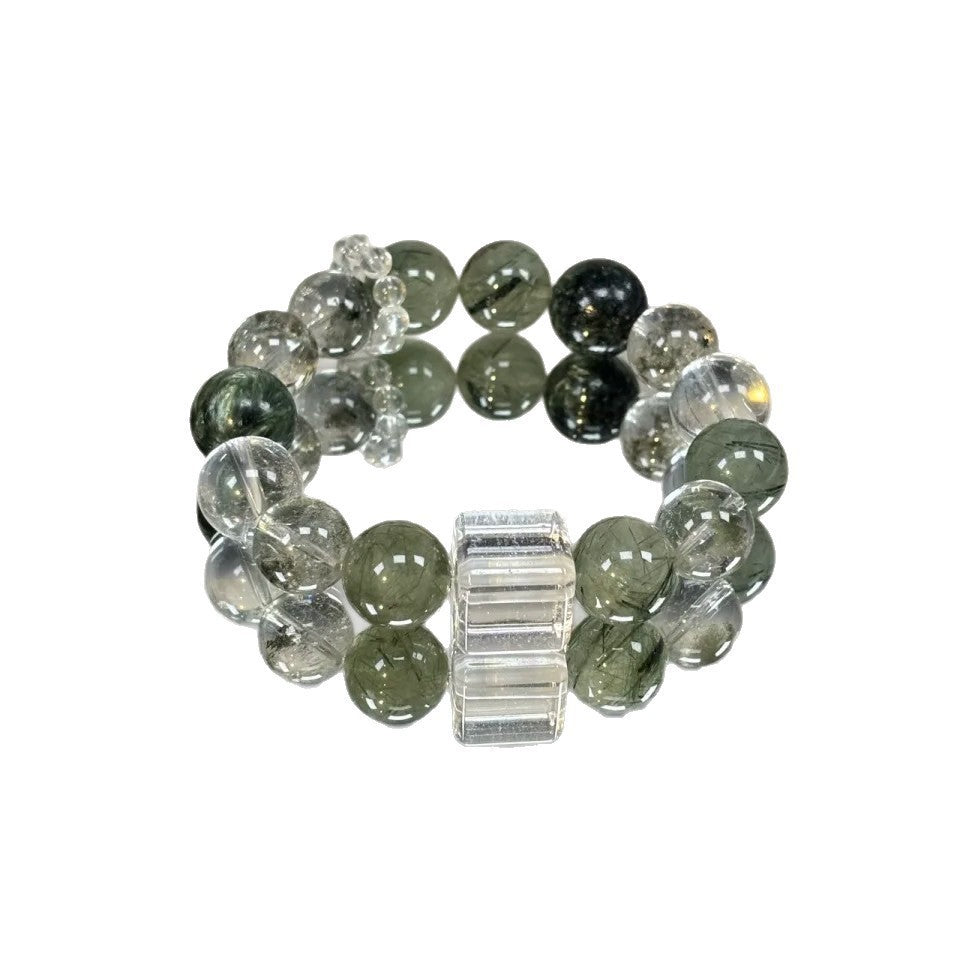 Shimmer Natural Green Rutilated Phantom Lucky Bracelets