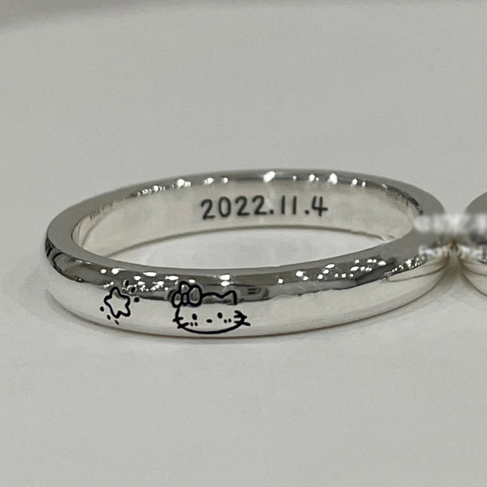 Cute Pacha Dog Female Sweet Hello Kitty Couple Pair Rings