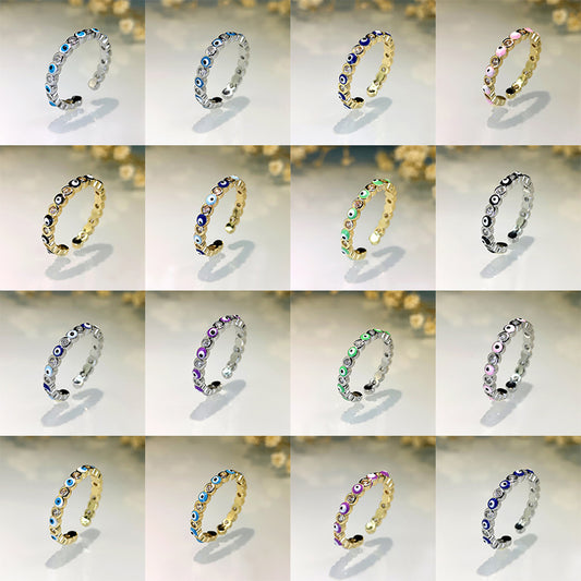 Copper Micro Inlaid White Zircon Colorful Oil Creative Rings