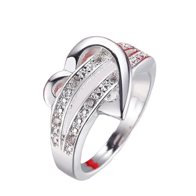 Fashion Ladies Personality Love Heart-shaped Temperament Ring