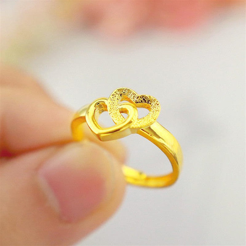 Design Simple Three-dimensional Double Loving Heart Rings