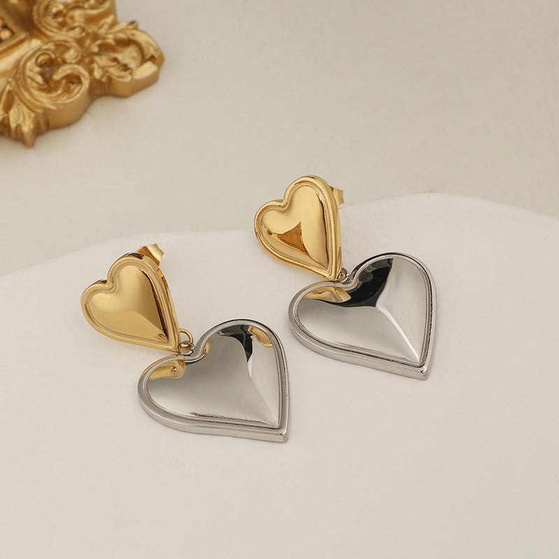 Double Love Eardrops Peach Heart Vintage Fairy Earrings