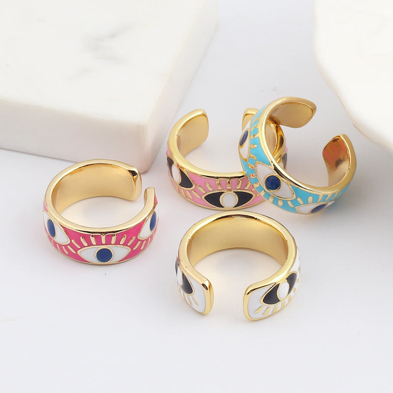 Female Devil's Eye Gold Plated Drop Rings