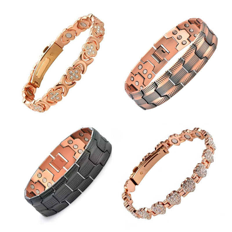 Women's & Men's Bronze Magnet Striped Fashion Full Series Bracelet