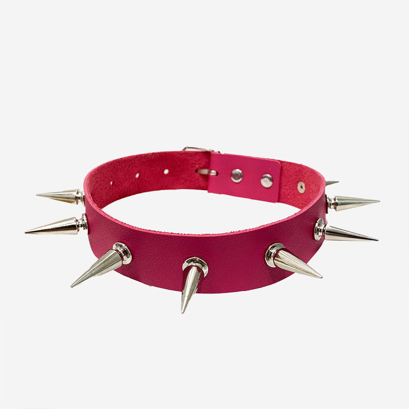 Punk Nightclub Long Pointed Rivet Short Personalized Collar