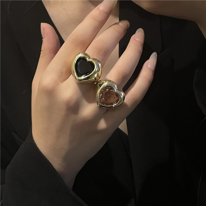 Color Enamel Spray Paint Big Gem Fashion Minority Ring