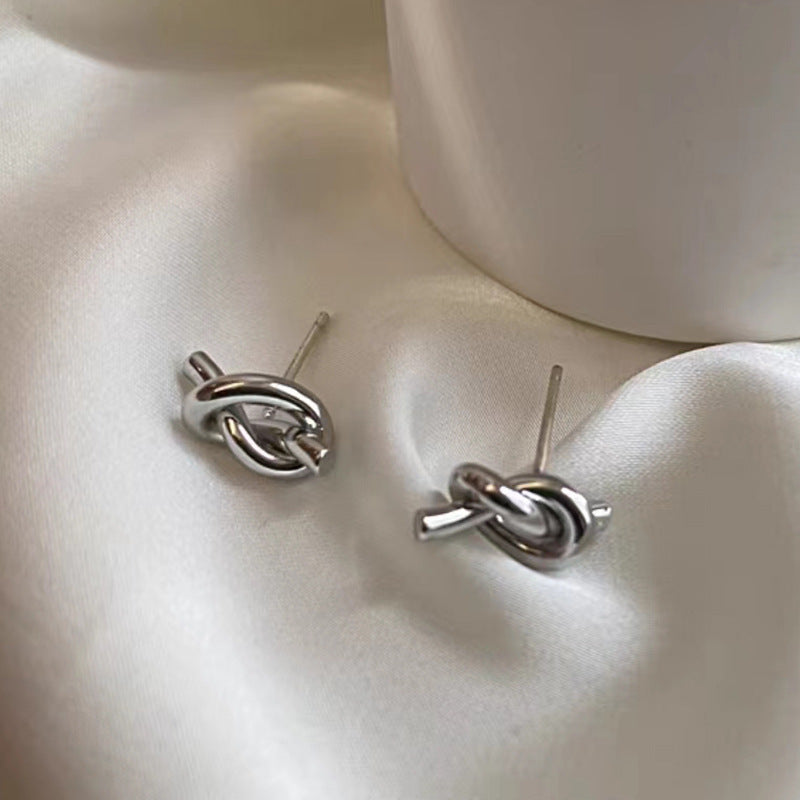 Stainless Steel Knotted Pearl Simple Fashion Unique Design Jewelry Set