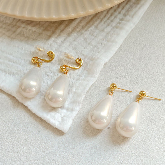 Water Drop Pearl Cream Elegant Fashion High Sense Temperament Wild Earrings