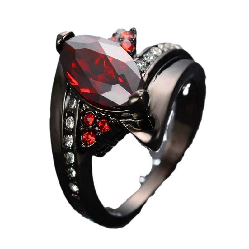 Men's Eye Ruby Female Stainless Steel Dragon Pattern Ring