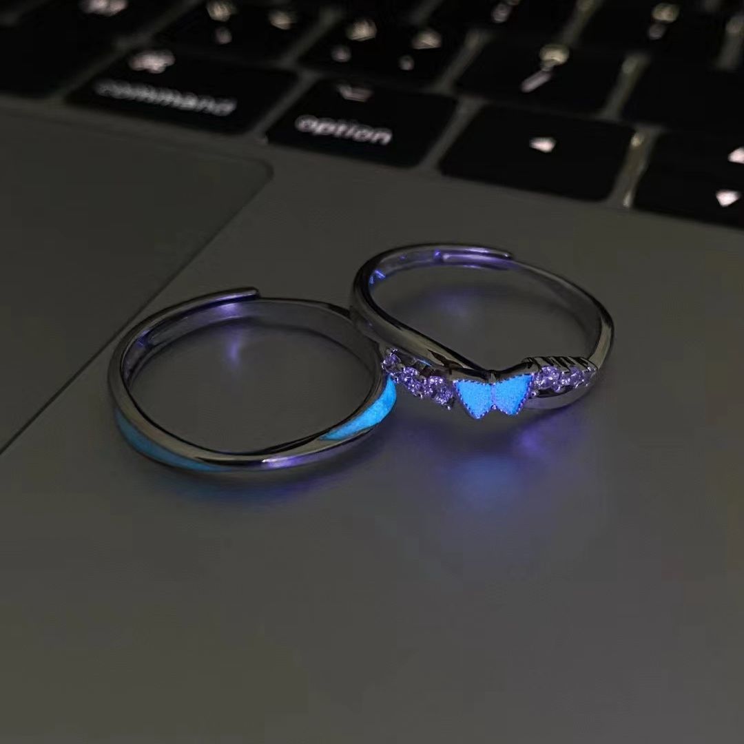 Butterfly Wing Galaxy Luminous Couple Design High Rings