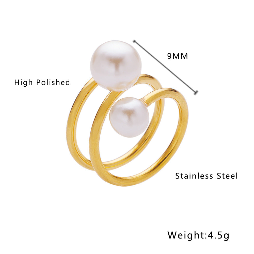 Women's Style Titanium Steel Pearl For Niche Rings