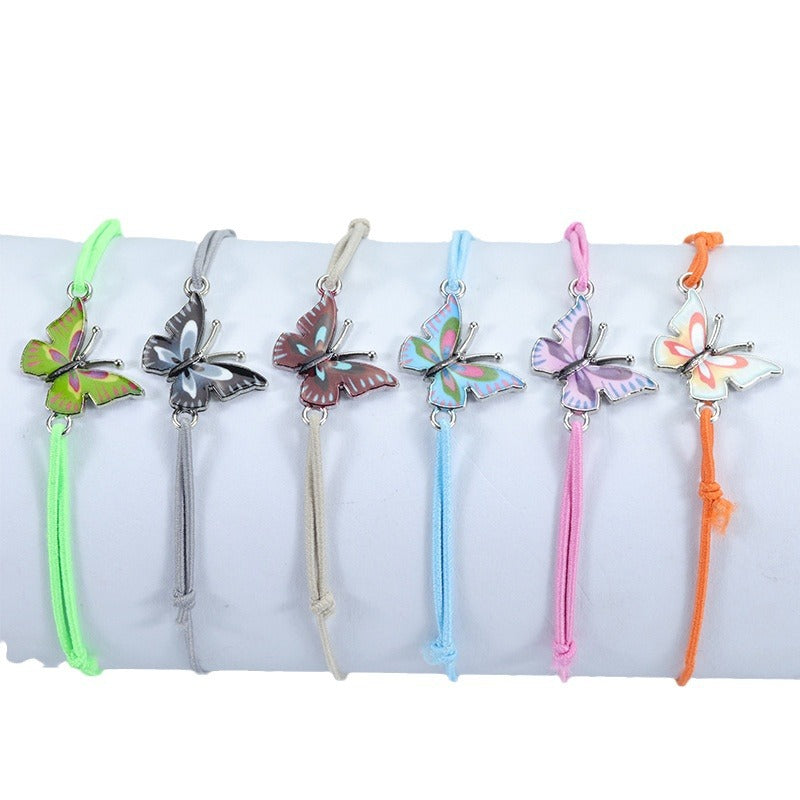 Colorful Butterfly Adjustable Filament Carrying Strap Bracelet