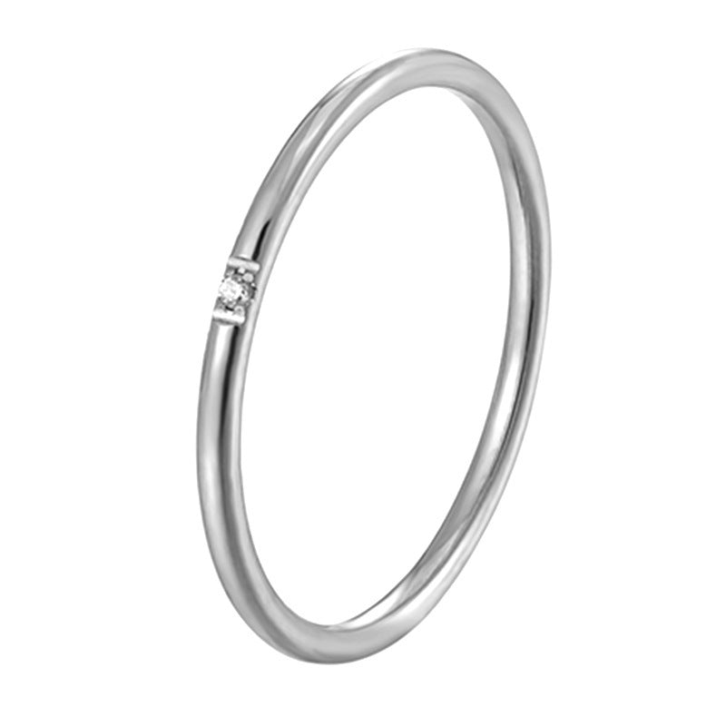With Diamond Simple Design Female Titanium Ring