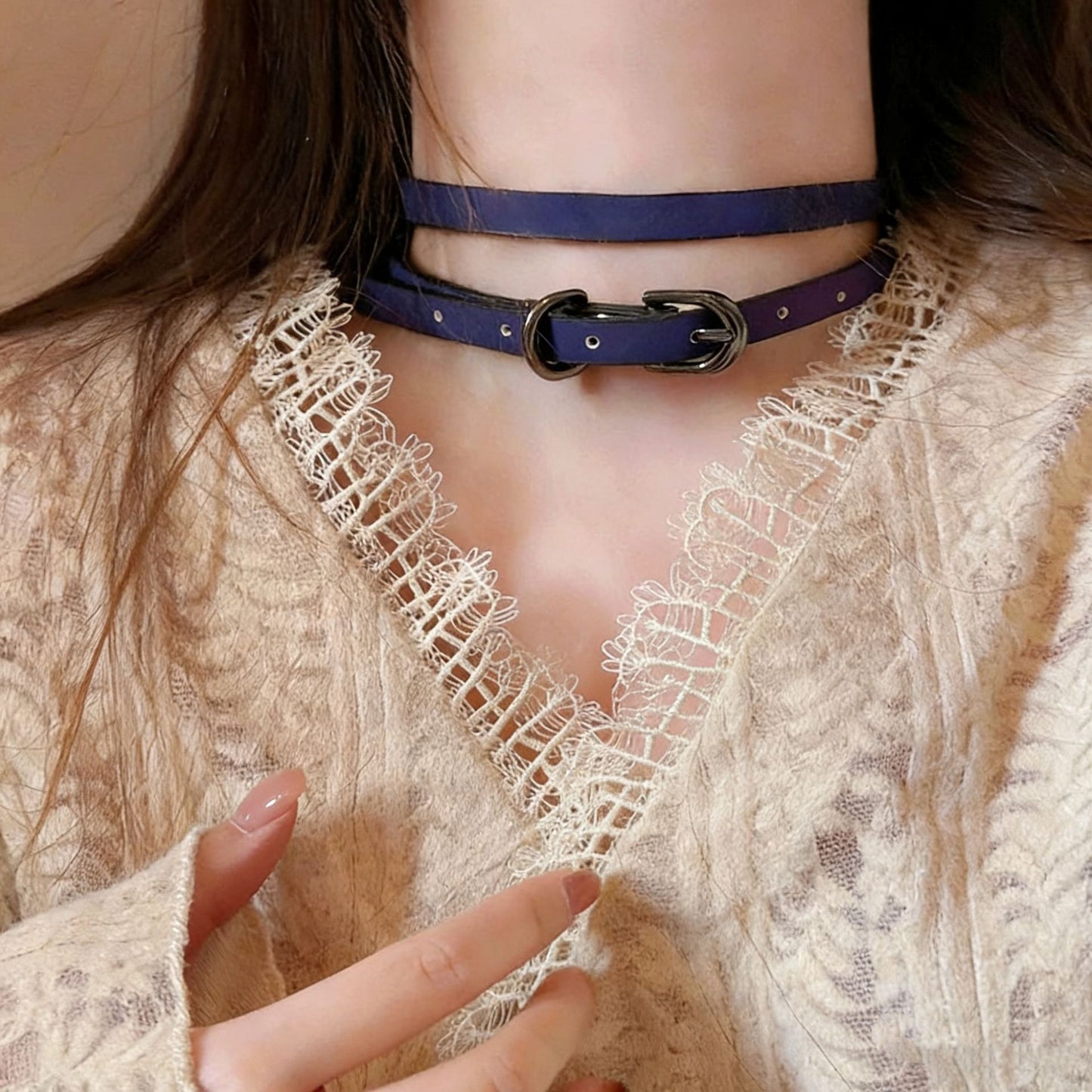 Warm Leather Long Round Neck Design Collar