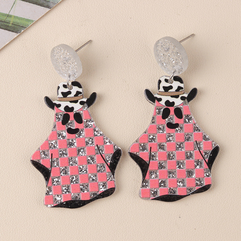 Halloween Series Acrylic Pumpkin Cartoon Funny Earrings