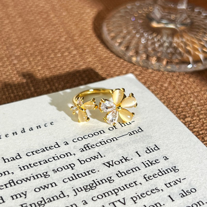 Women's Luxury Gold Retro Fashion Elegance Niche Design Open Exquisite Ring