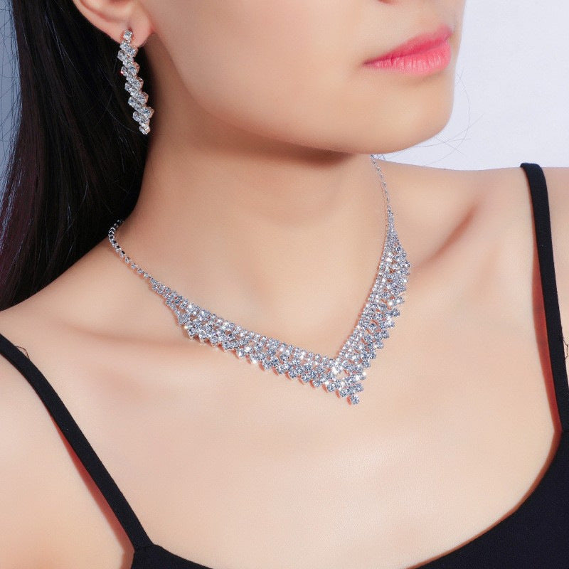 Kit Zircon Wings Water Drop Wedding Dinner Party Formal Jewelry Set