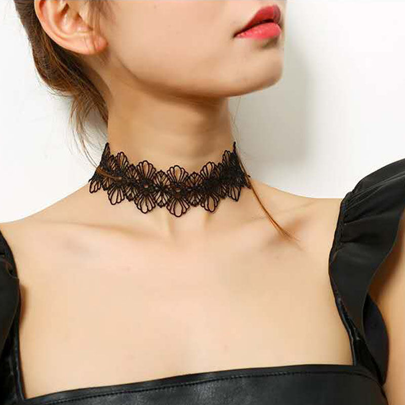 Women's Lace Sexy Clavicle Chain Black Exaggerated Neck Band Formal Collar