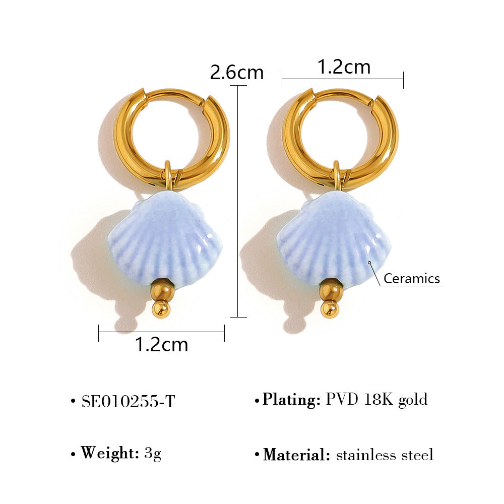 Marine Element Titanium Steel Female Gold Earrings