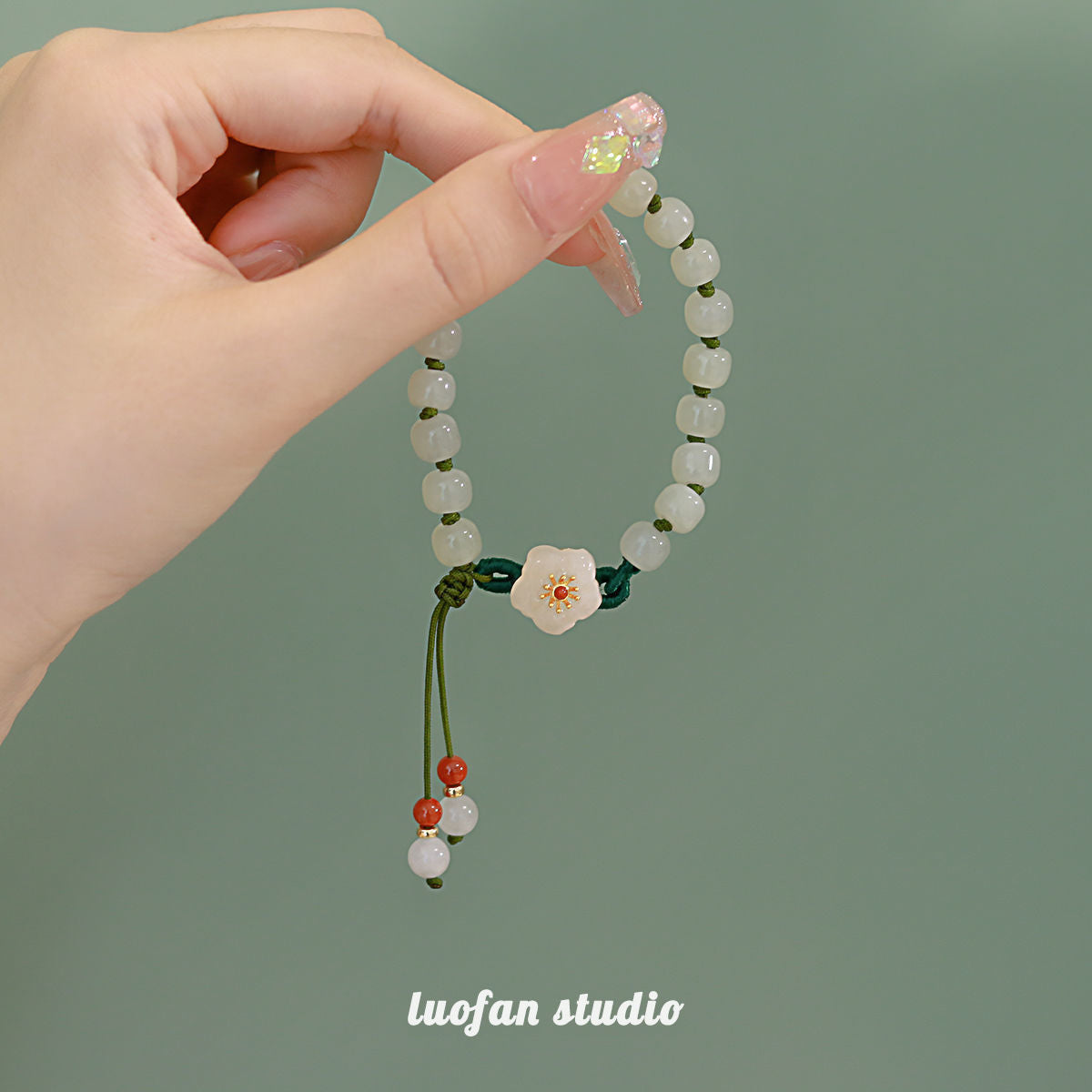 Peach Blossom Jade Beads Female Design Hand-woven Bracelets