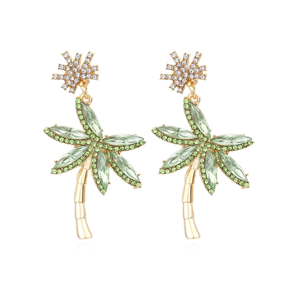 Women's Trendy Coconut Tree Colorful Zinc Alloy Elegant Fashion Personality Ear Rings