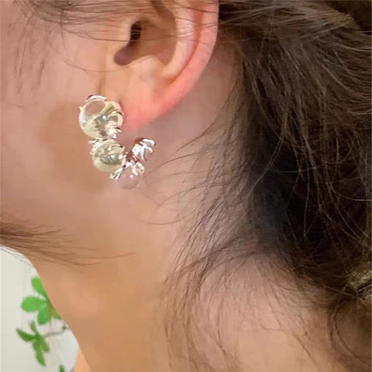 Real Gold Vine Size Glass Row Bead Sier Earrings