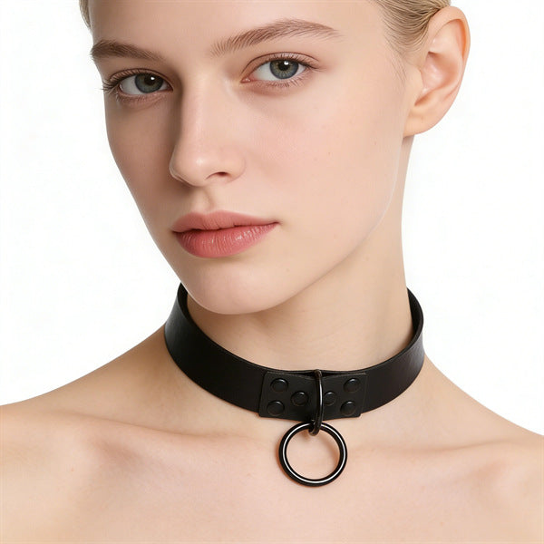 Leather Female Black Spike Punk Gothic Collar