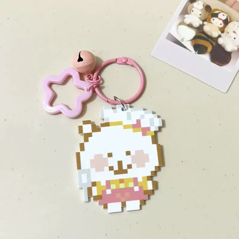 Pixel Cartoon Key Button Schoolbag Cute Acrylic Hang Decorations Hanging Ornaments