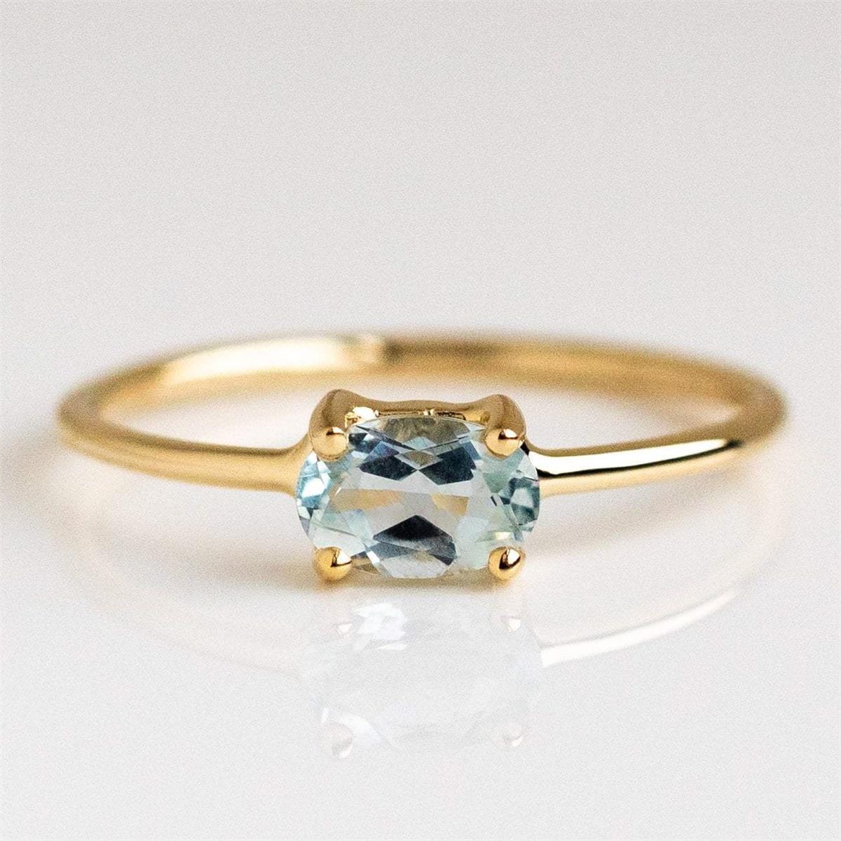 Zircon Brass Gold-plated Retaining Egg-shaped Gem Rings