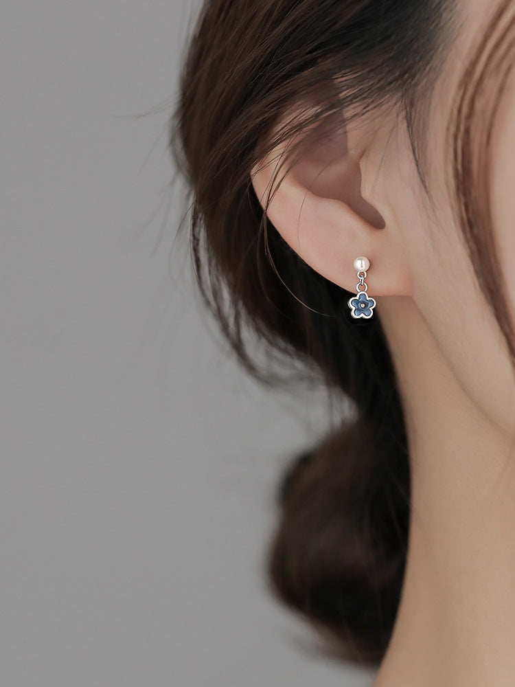 Sier Flower Ear Female Design Light Earrings
