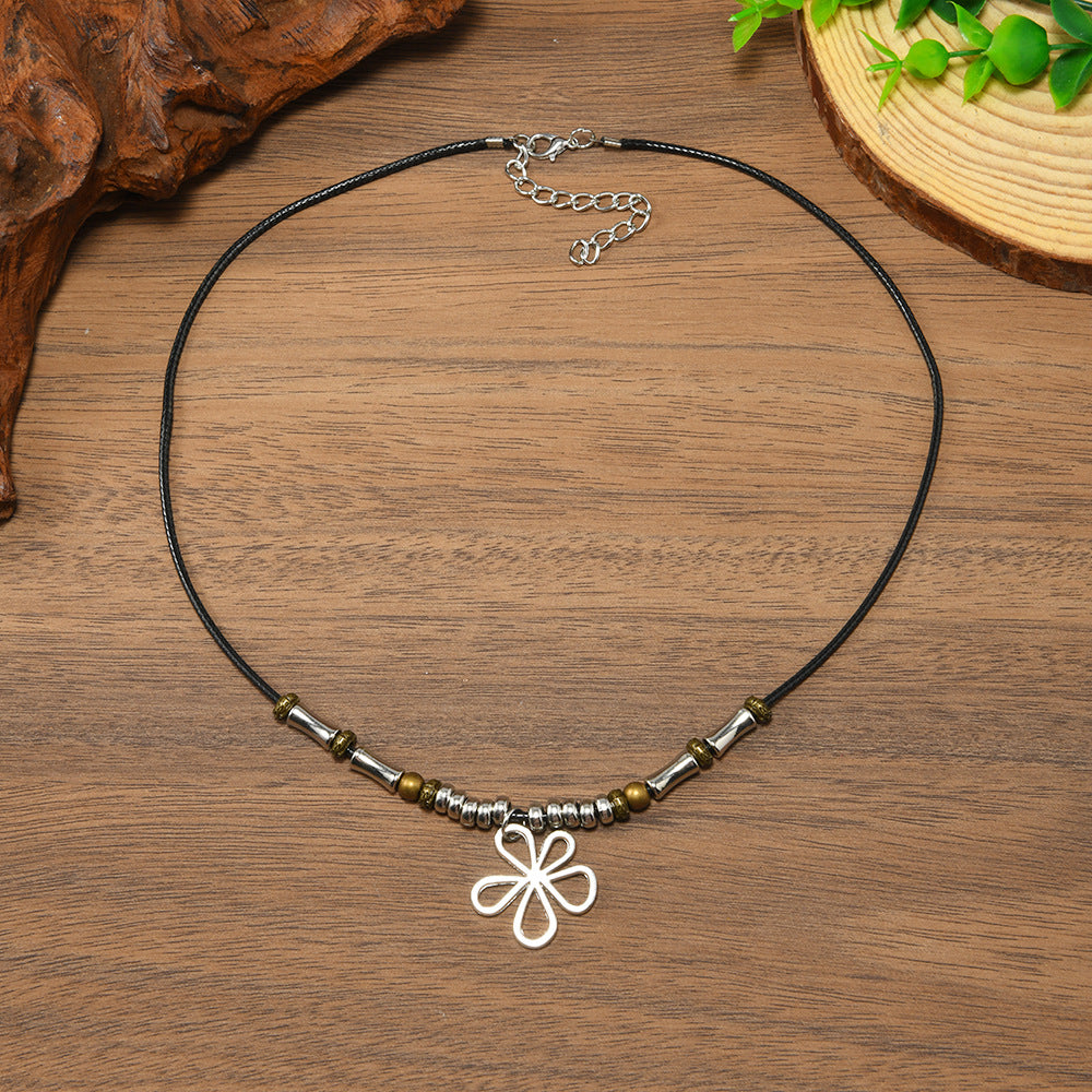 Women's Simple Flower Braided Rope Fashionable Personality Necklace