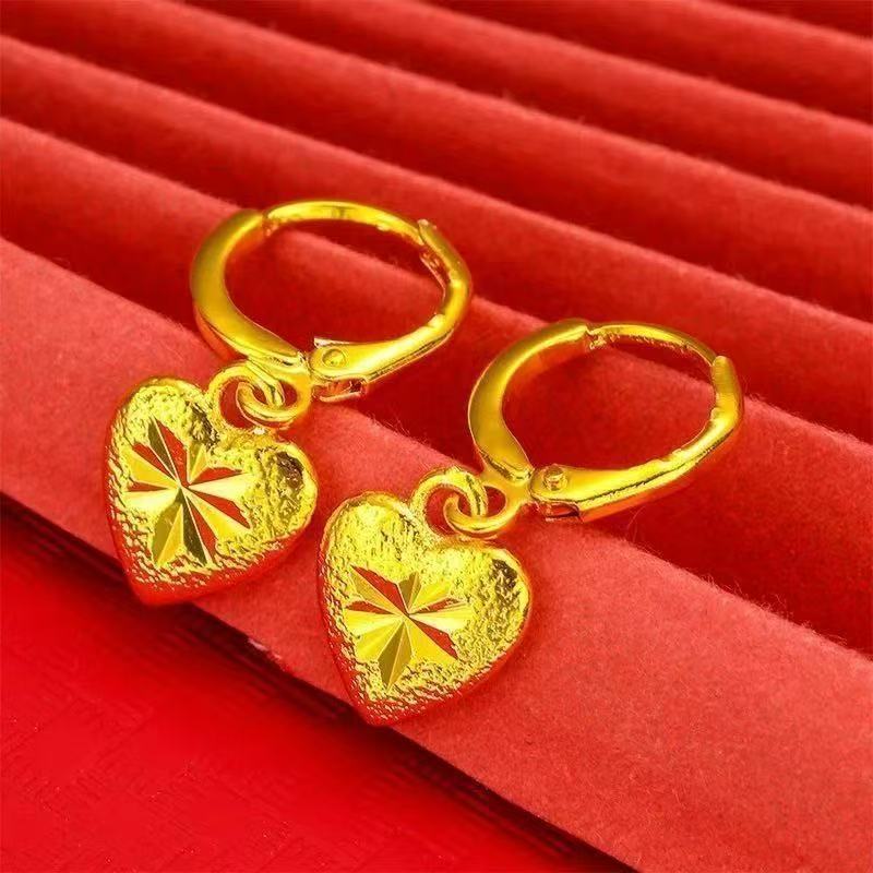 Women's Simple Golden Peach Heart Boutique Temperament Eardrops To Give Mom Earrings