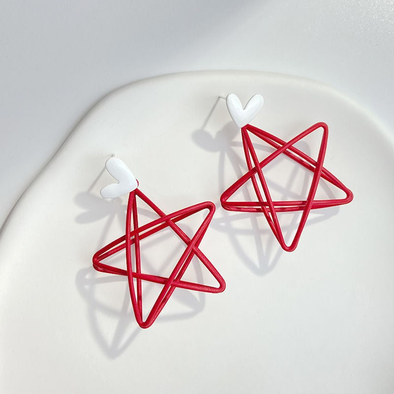 Star Ear Clip Trendy Love Heart Earrings
