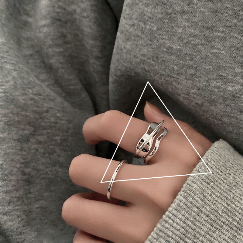 Women's Design Dual Layer Open-end Simple Fashion Personalized Index Finger Light Ring