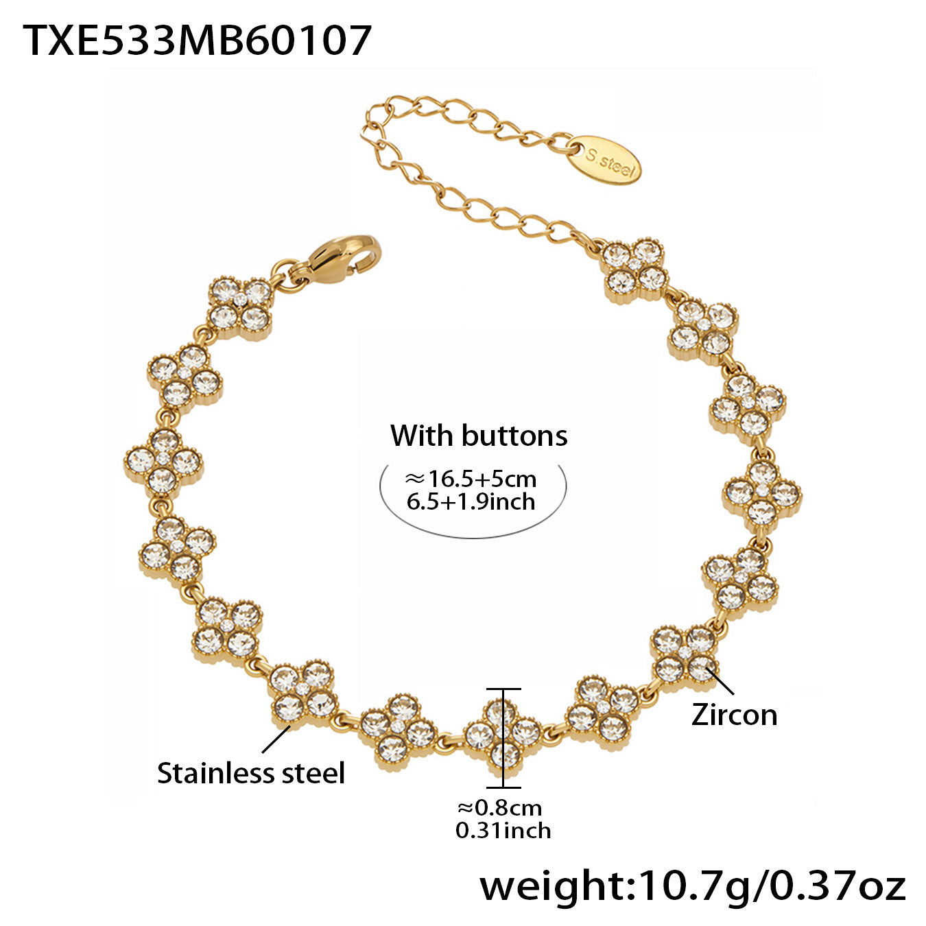 Elegant Color Inlaid Zircon Petal Clover Fashion Lady Jewelry Set