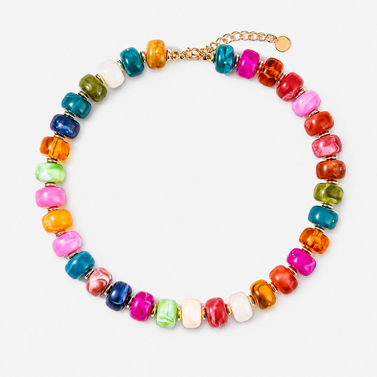 Resin Colorful Acrylic Jelly Clavicle Chain Bohemian Love Barrel Necklaces