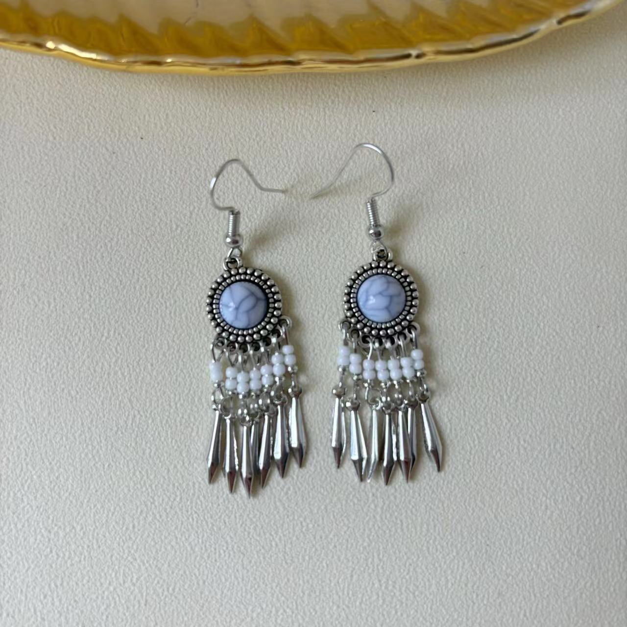 Women's Ethnic Style Yunnan Travel Vacation Retro Tassel Long Miao Sier Earrings