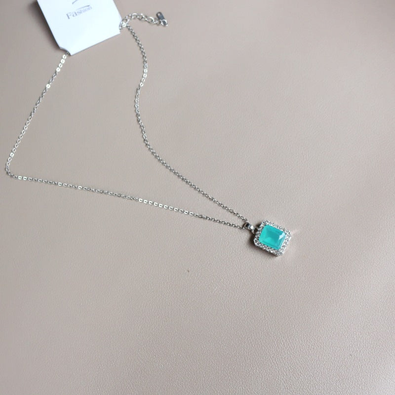 Women's Jelly Blue Zircon Three-piece Ear Simple All Necklaces