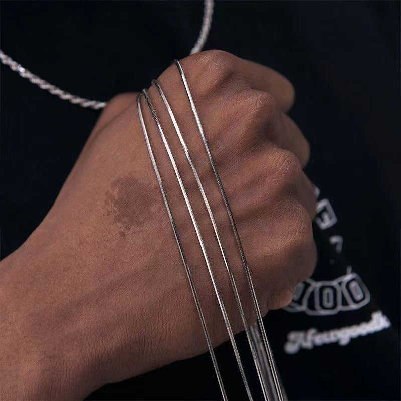 Women's & Men's Colorfast Cold Style Simple Elegant Titanium Steel Trendy Clavicle Square Necklace