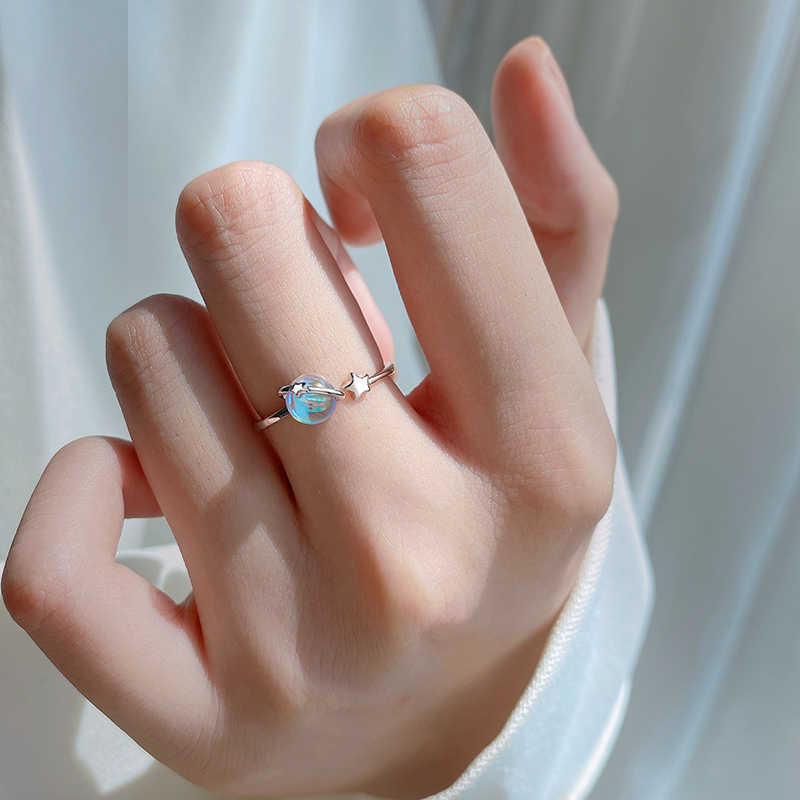 Women's Moonstone Planet For Niche Design Fashion Style Rings